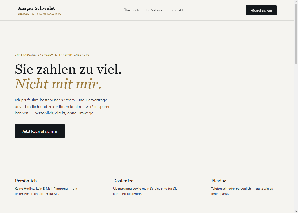Screenshot der Website ansgar-energie.de
